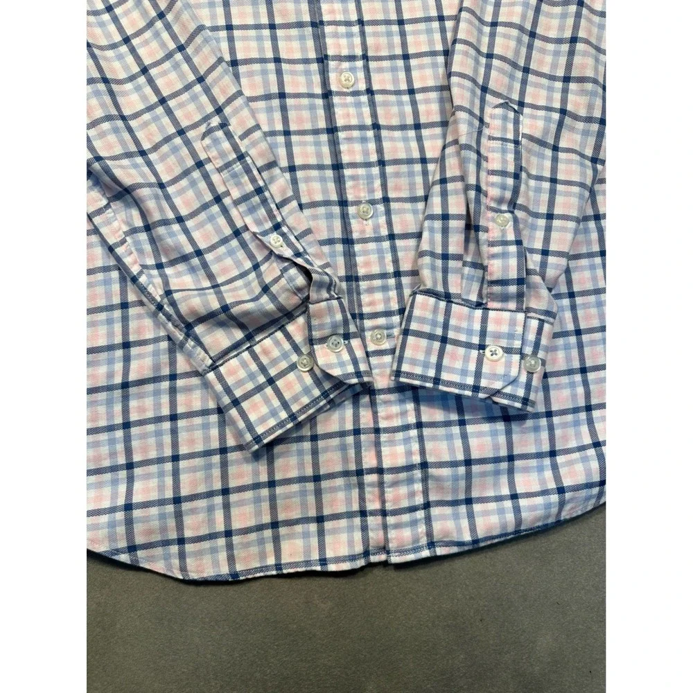 Banana Republic Grant Fit Plaid Button Down Shirt‎ Men's Medium Blue Pink White